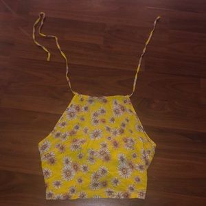 halter half backless crop top